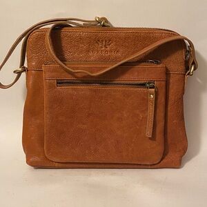 LUXEORIA Women's Leather Medium Crossbody Shoulder Bag Brown Adjustable Strap